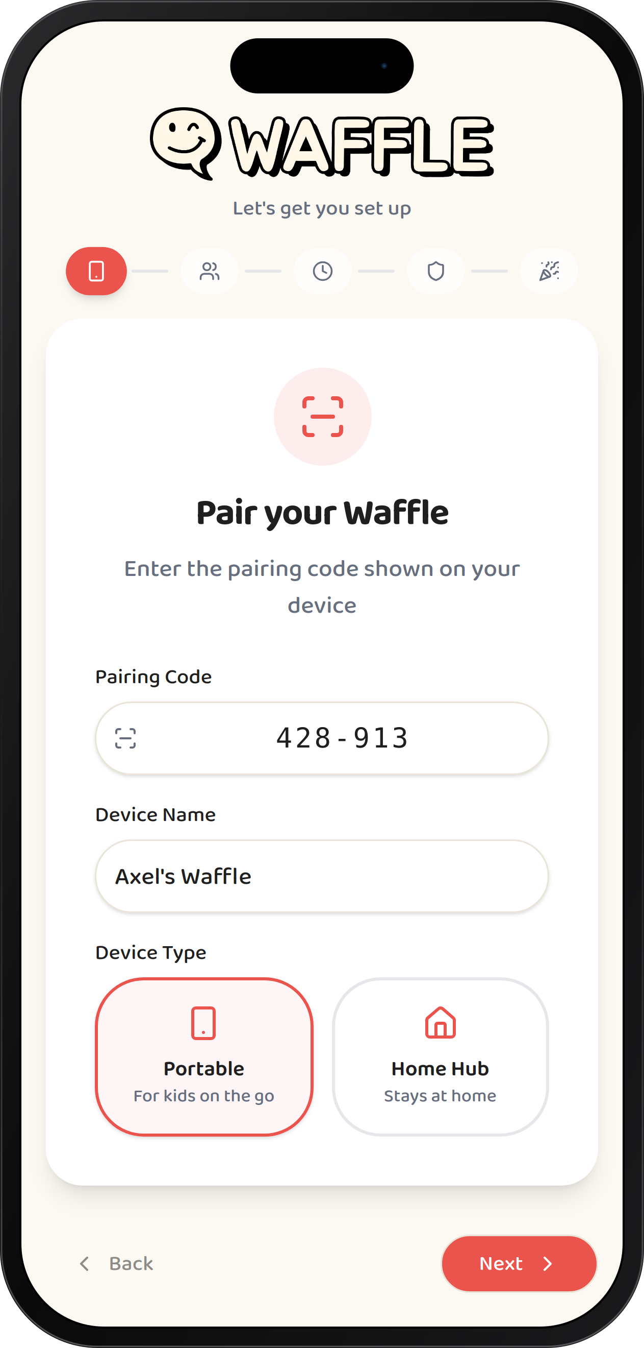 Pairing the Waffle kids phone with the Waffle Parent Hub
